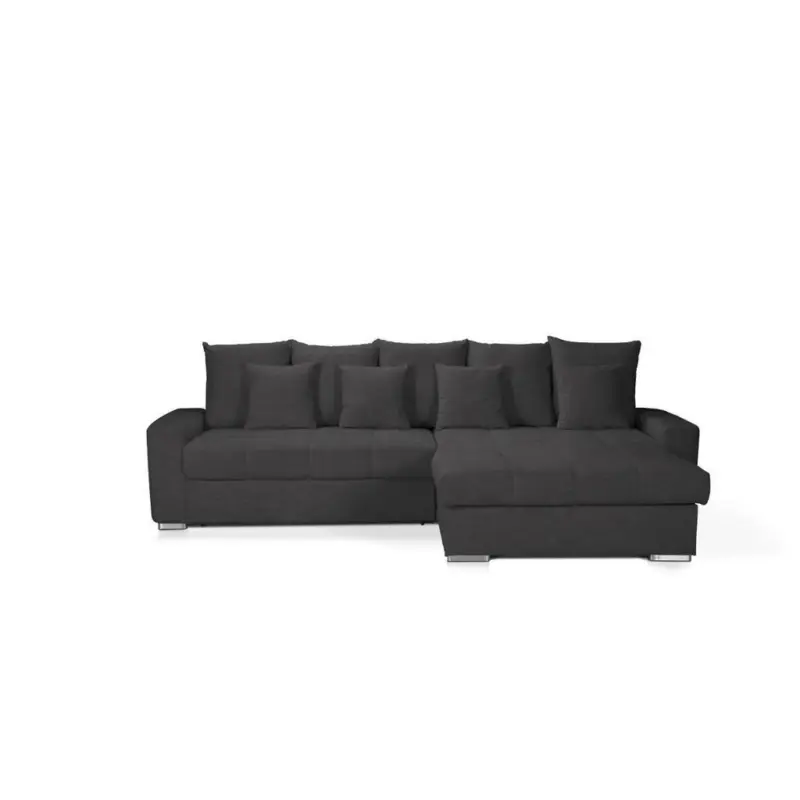 Ecksofa mit Schlaffunktion Salvador und Bettkasten Schwarz
