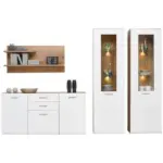 M&ouml;belix Wohnkombination 4-tlg. Auris, Wei&szlig;/eiche Dekor