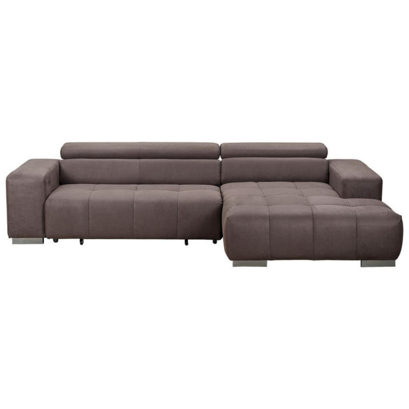 Ecksofa mit Relaxfunktion Orion Kopfstütze Klappbar Graubraun