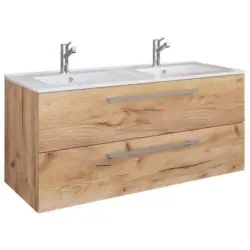 Badmöbel-set 2-tlg. Hängend Budasi B: 111 Cm Eiche Dekor