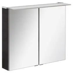 Spiegelschrank B.perfekt + Led 2-Türig 80x70x24cm Dunkelbraun