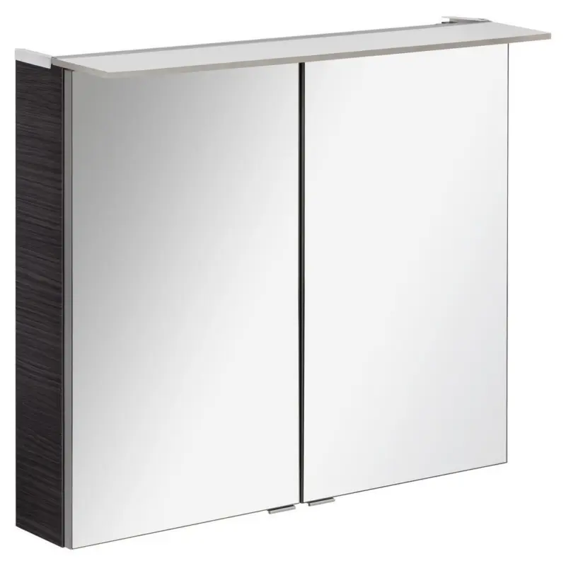 Spiegelschrank B.perfekt + Led 2-Türig 80x70x24cm Dunkelbraun