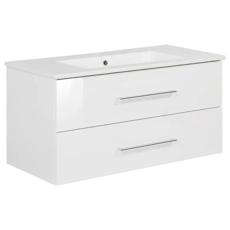 Waschbecken mit Unterschrank Perfekt B: 103 cm Weiß