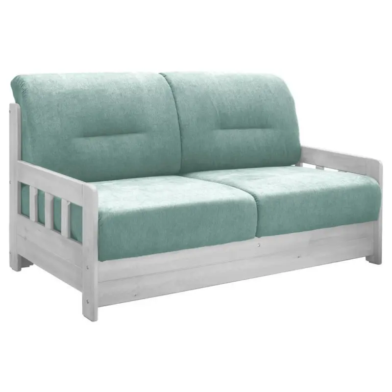 2-Sitzer Sofa mit Schlaffunkt. Camino Mintgrün/Weiß