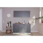 Möbelix Miniküche Economy Mit Geräten 150 Cm Grau/ Nussbaum Dekor