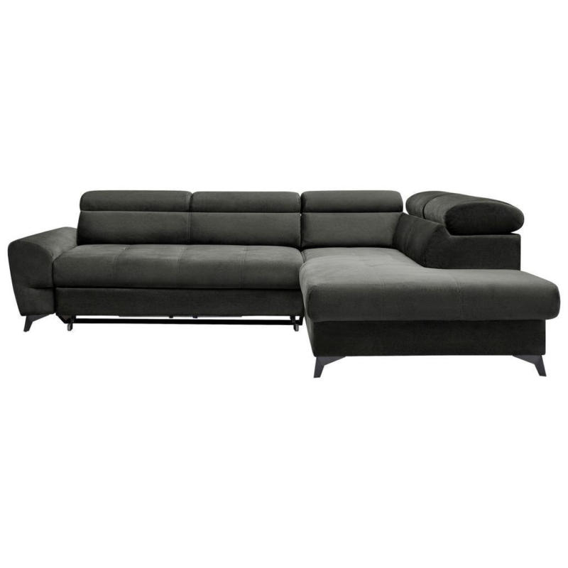 Ecksofa mit Schlaffunktion und Bettkasten Swan Schwarz