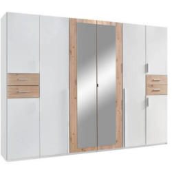 Drehtürenschrank Mit Spiegel + Laden B: 270 cm Vegas, Weiß