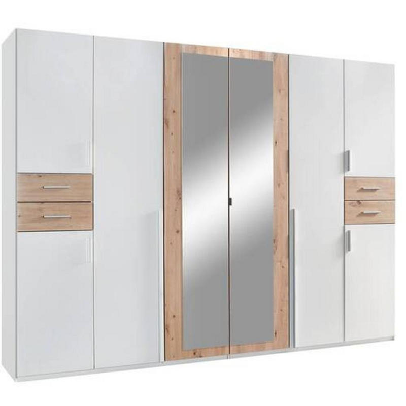 Drehtürenschrank Mit Spiegel + Laden B: 270 cm Vegas, Weiß