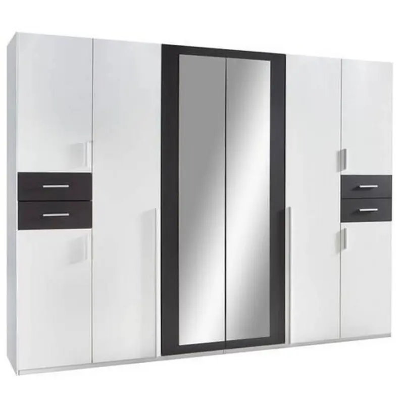 Drehtürenschrank Mit Spiegel + Laden B: 270 cm Vegas, Weiß