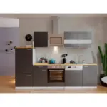 M&ouml;belix K&uuml;chenzeile Economy Mit Ger&auml;ten 280 Cm Grau/nussbaum Dekor