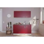 Möbelix Miniküche Economy Mit Geräten 150 Cm Rot/ Nussbaum Dekor