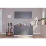 Möbelix Miniküche Economy Mit Geräten 150 Cm Grau/ Nussbaum Dekor