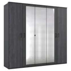 Drehtürenschrank Mit Spiegel B: 225 cm Kopenhagen, Dunkelgrau