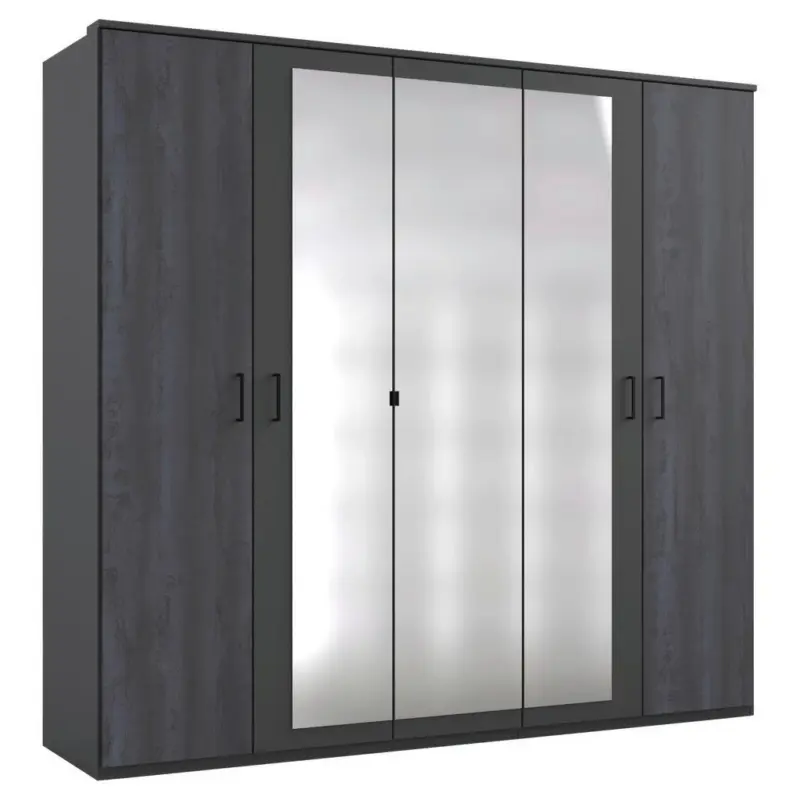 Drehtürenschrank Mit Spiegel B: 225 cm Kopenhagen, Dunkelgrau