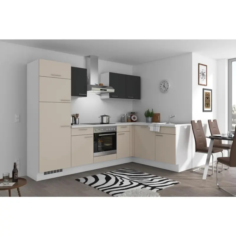 Einbauk&uuml;che Eckk&uuml;che M&ouml;belix Pn 80 Mit Ger&auml;ten 275x175 Cm Kaschmirgrau/grafit