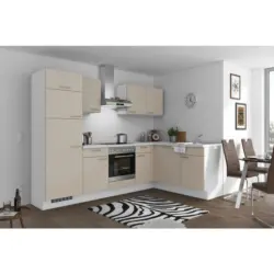 Einbauk&uuml;che Eckk&uuml;che M&ouml;belix Pn 80 Mit Ger&auml;ten 275x175 Cm Kaschmirgrau/wei&szlig;