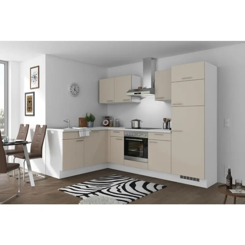 Einbauk&uuml;che Eckk&uuml;che M&ouml;belix Pn 80 Mit Ger&auml;ten 175x275 Cm Kaschmirgrau/wei&szlig;