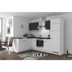 Einbauk&uuml;che Eckk&uuml;che M&ouml;belix Pn 80 Mit Ger&auml;ten 175x275 Cm Grafit/wei&szlig;