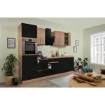 Möbelix Küchenzeile Premium Mit Geräten 280 Cm Schwarz/eiche Dekor