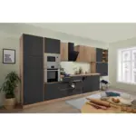 M&ouml;belix K&uuml;chenzeile Premium Mit Ger&auml;ten 445 Cm Grau/eiche Dekor