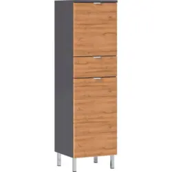 Midischrank Bad BxH 34x120 cm Eiche Dekor/ Graphit