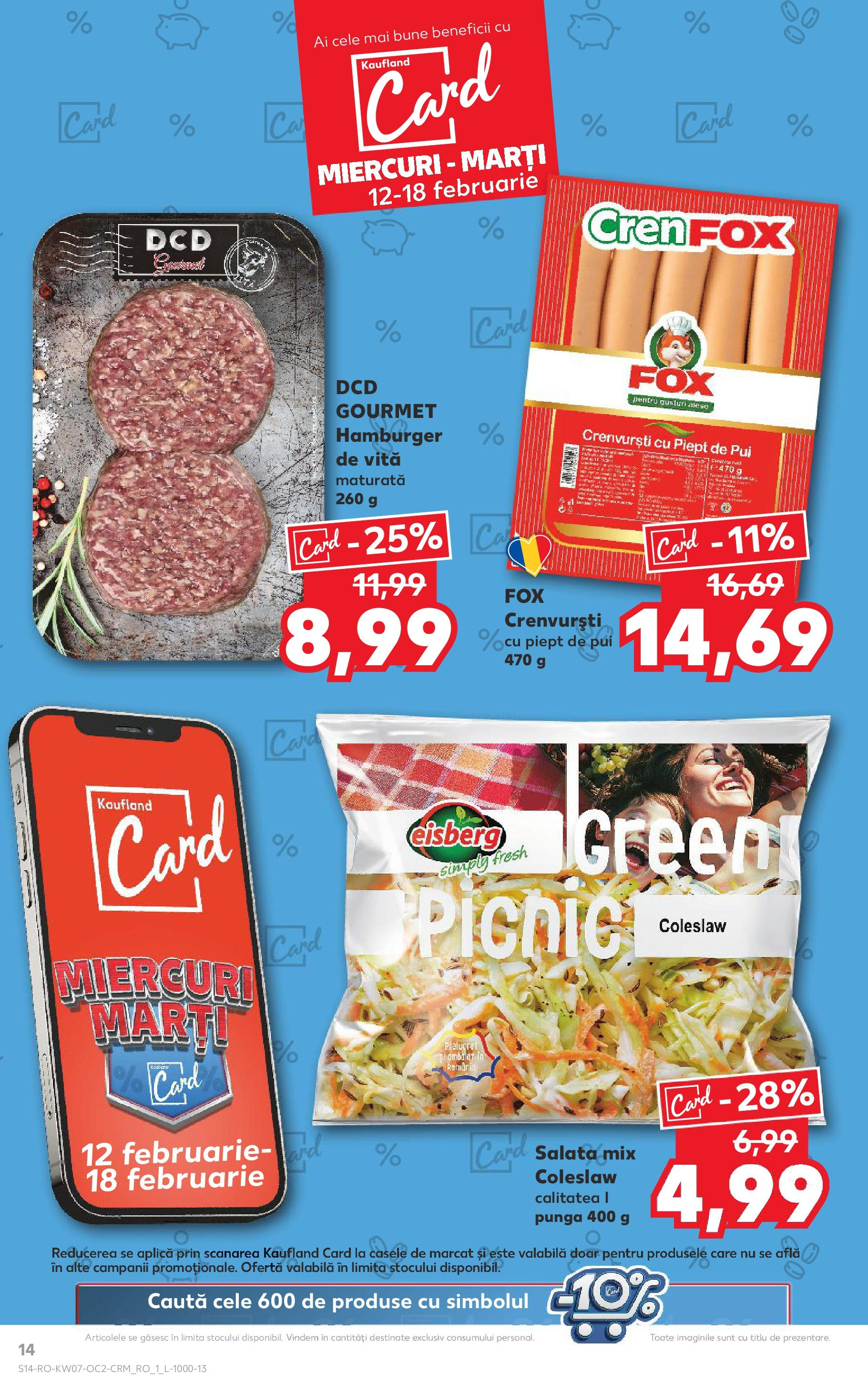 Catalog Kaufland - Bucureşti 12.02.2025 - Revista si Oferta | Pagină: 14 | Produse: Pungă, Crenvurști, Salată