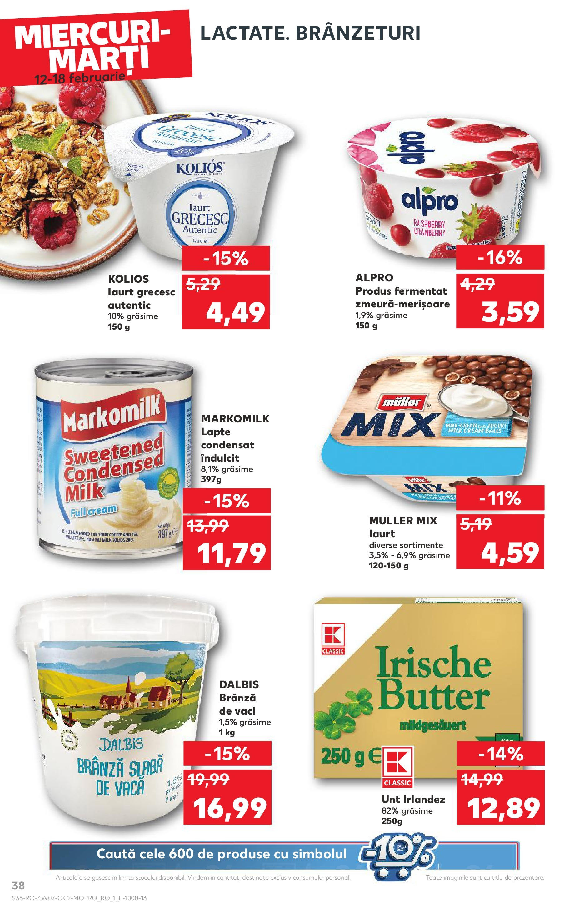 Catalog Kaufland - Bucureşti 12.02.2025 - Revista si Oferta | Pagină: 38 | Produse: Lapte, Unt, Brânză