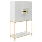 Möbelix Barschrank Brandi 2-Türig Weiß/Goldfarben 100x170x45 cm