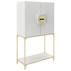 Barschrank Brandi 2-Türig Weiß/Goldfarben 100x170x45 cm