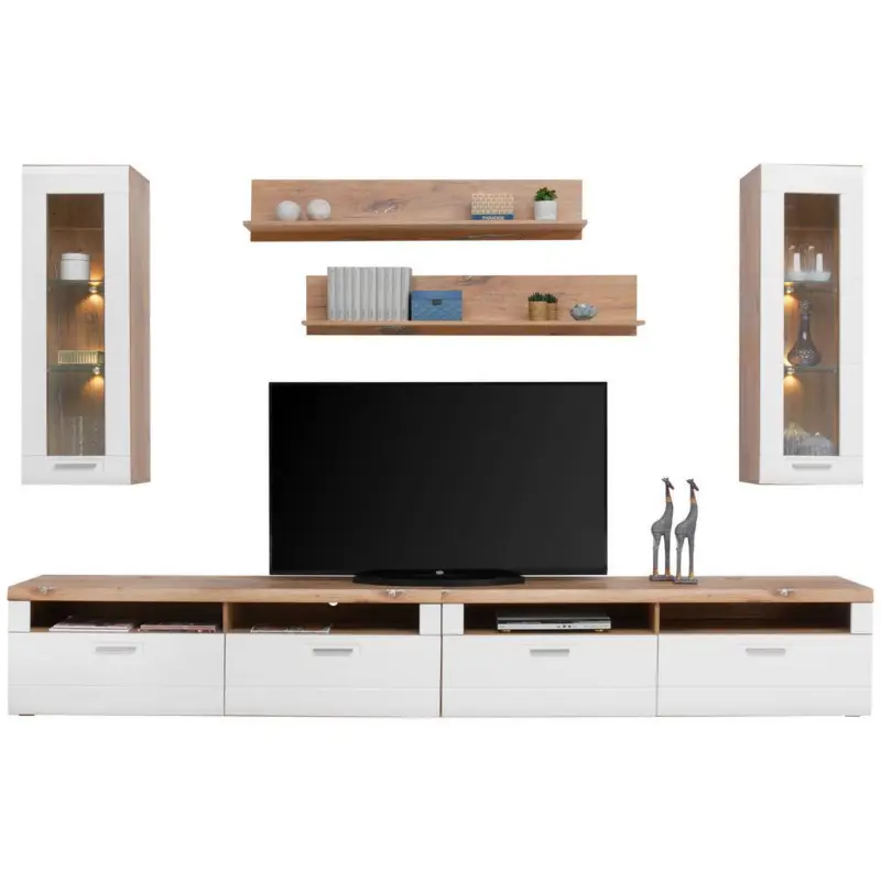 Wohnkombination 6-Tlg. Auris, Wei&szlig;/Eiche Dekor