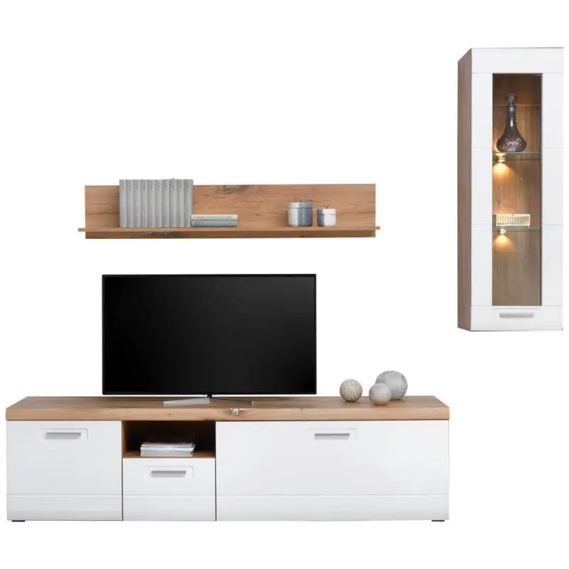 Wohnkombination 3-tlg. Auris, Weiß/eiche Dekor