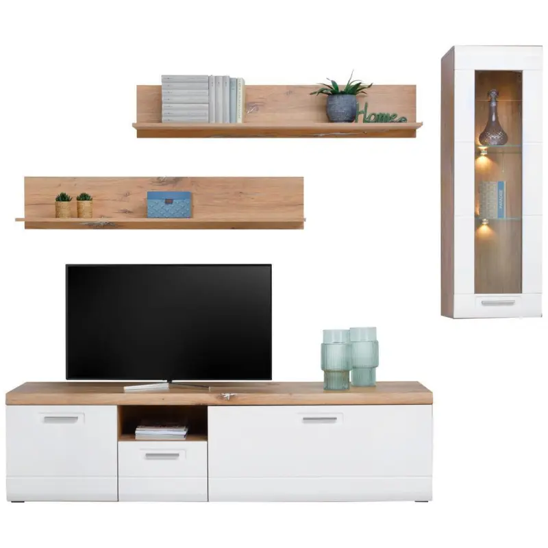 Wohnkombination 4-tlg. Auris, Wei&szlig;/eiche Dekor