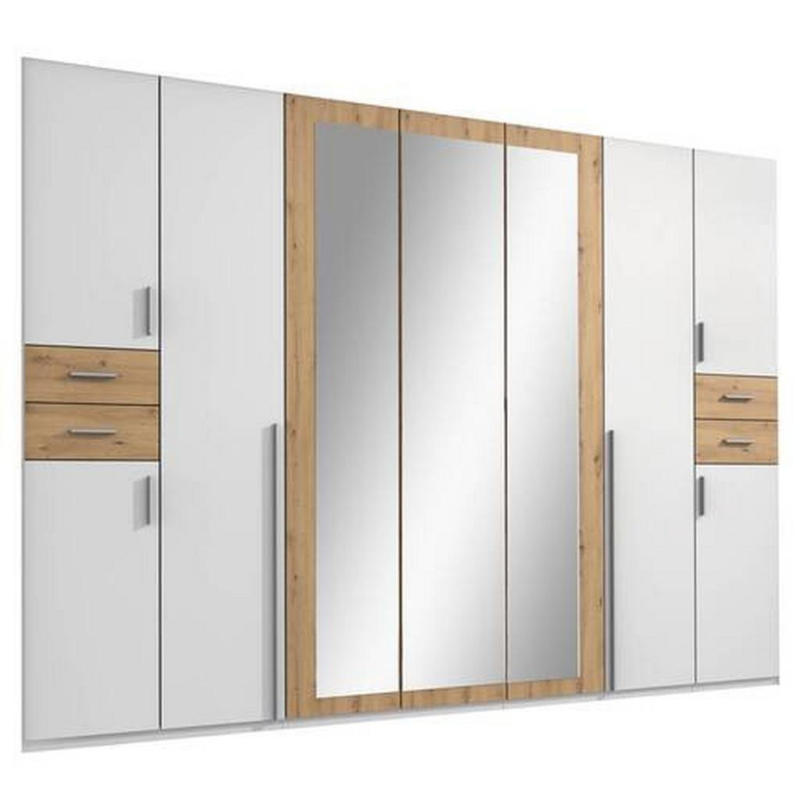 Drehtürenschrank Mit Spiegel + Laden B: 313 cm Vegas, Weiß