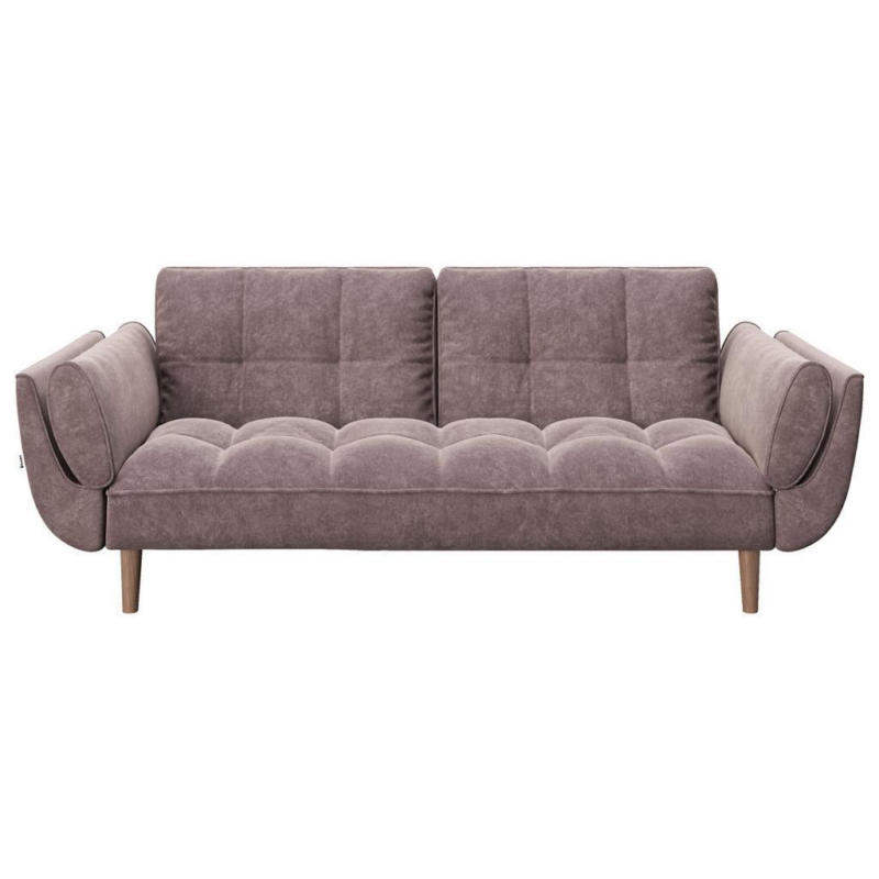 3-Sitzer-Sofa Mit Schlaffunktion Rosa Samtbezug