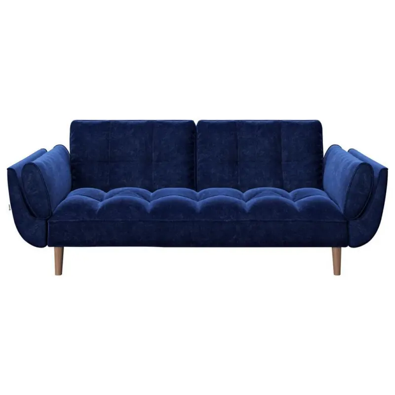 2-Sitzer-Sofa mit Schlaffunkt. Scarlett Blau Samt