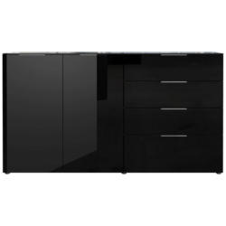 Sideboard Mit Glasfronten B: 184 Cm Gw-Oakland, Schwarz