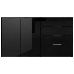 Sideboard Mit Glasfronten B: 184 Cm Gw-Oakland, Schwarz