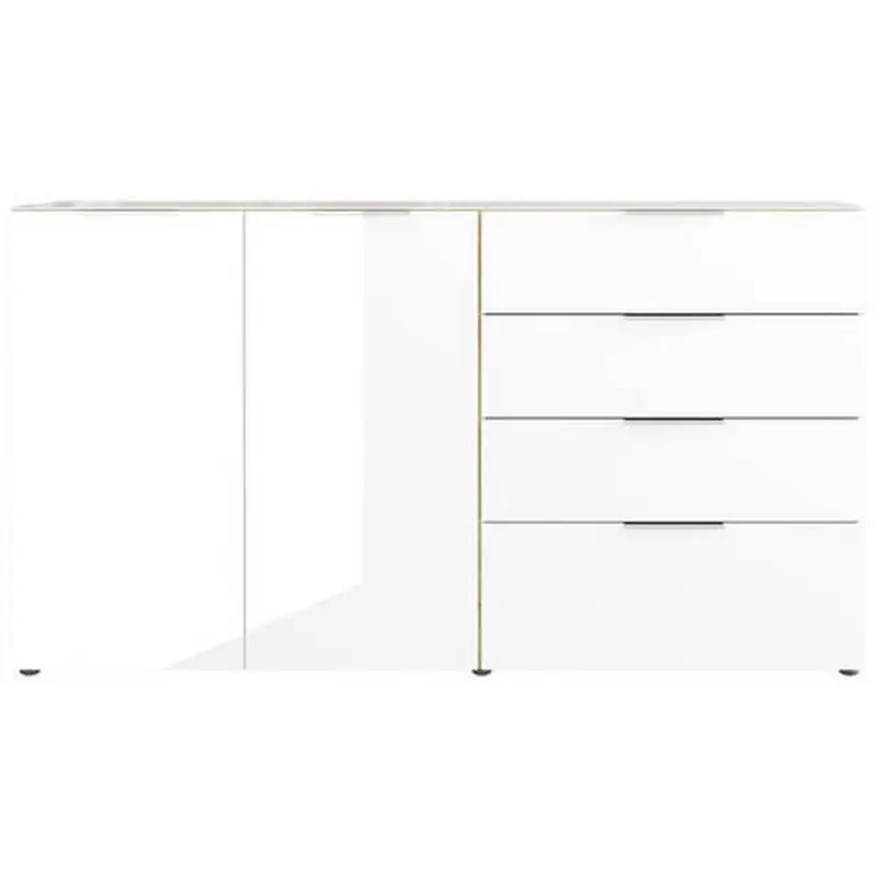 Sideboard Mit Glasfronten B: 184 Cm Gw-Oakland, Wei&szlig;