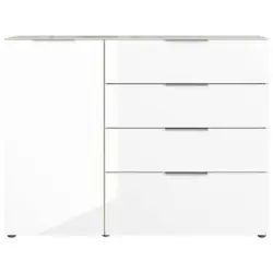 Sideboard Mit Glasfronten B: 134 Cm Gw-Oakland, Weiß