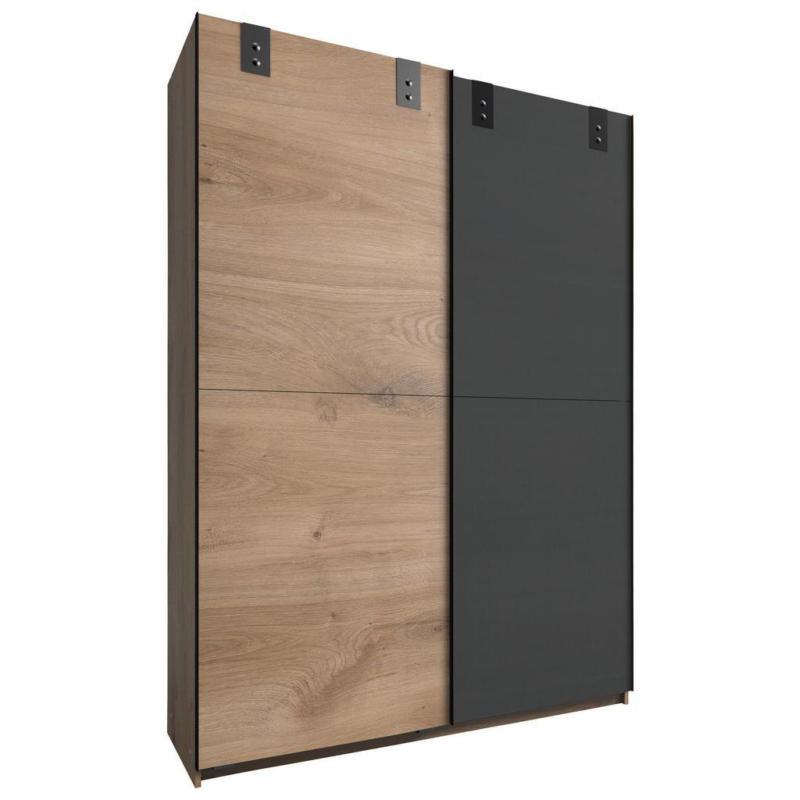 Schwebetürenschrank B: 135 cm Cardiff, Eiche Dekor/Graphit