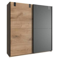 Schwebetürenschrank B: 180 cm Cardiff, Eiche Dekor/Graphit