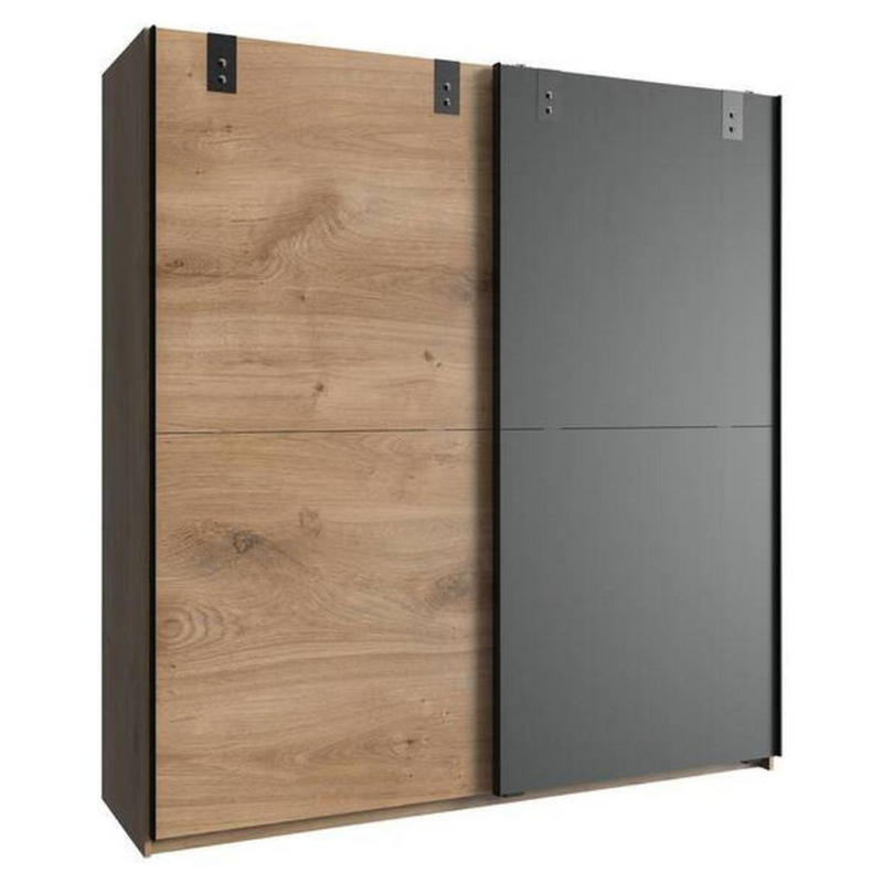 Schwebetürenschrank B: 180 cm Cardiff, Eiche Dekor/Graphit