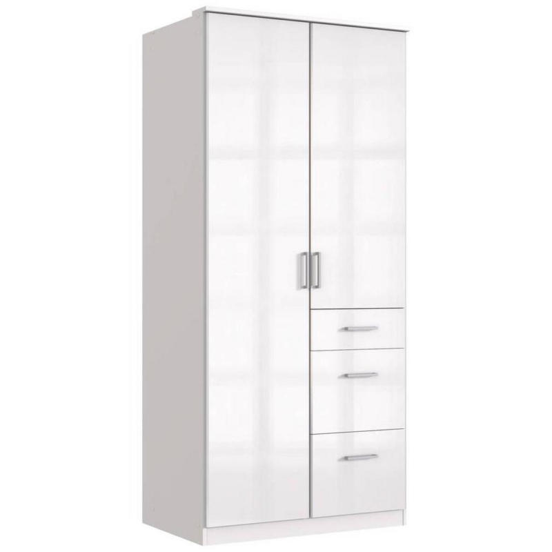 Drehtürenschrank mit Laden B: 91 cm Clack, Weiß