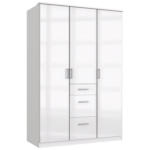 Möbelix Drehtürenschrank mit Laden B: 135 cm Clack, Weiß