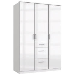 Drehtürenschrank mit Laden B: 135 cm Clack, Weiß