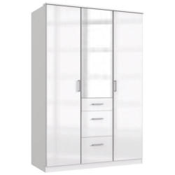 Drehtürenschrank Mit Spiegel + Laden B: 135 cm Clack, Weiß