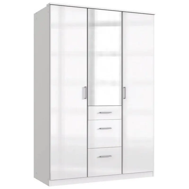Dreht&uuml;renschrank Mit Spiegel + Laden B: 135 cm Clack, Wei&szlig;
