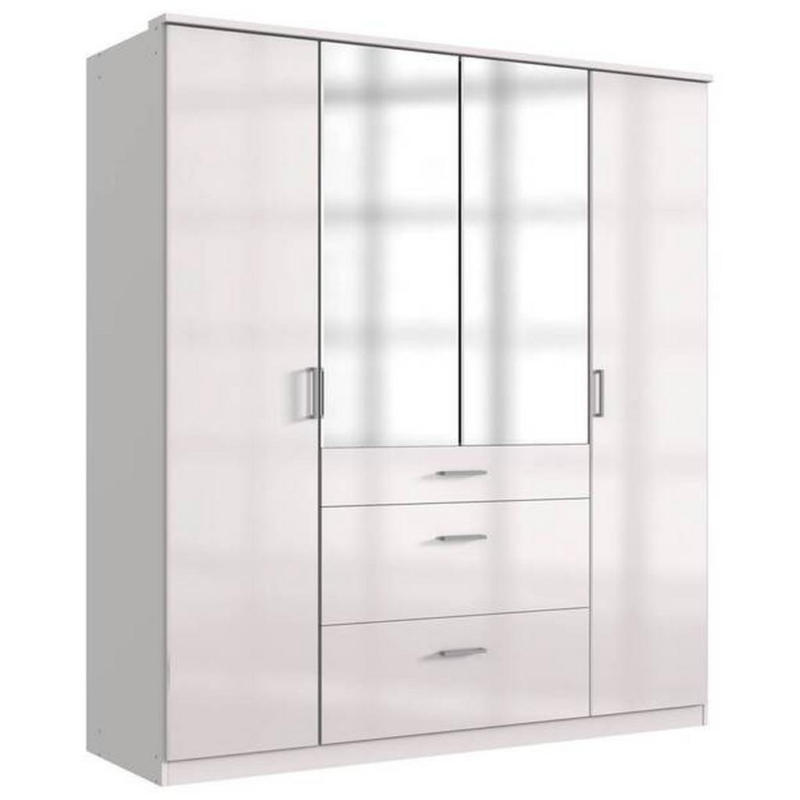 Drehtürenschrank Mit Spiegel + Laden B: 179 cm Clack, Weiß