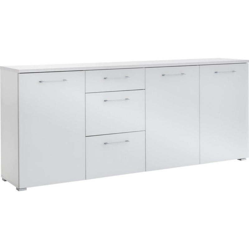 Sideboard Mit Glas B: 194 Cm Weiß