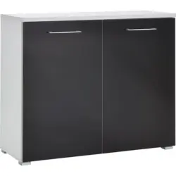 Kommode Mit Glas B: 97 Cm Wei&szlig;/anthrazit